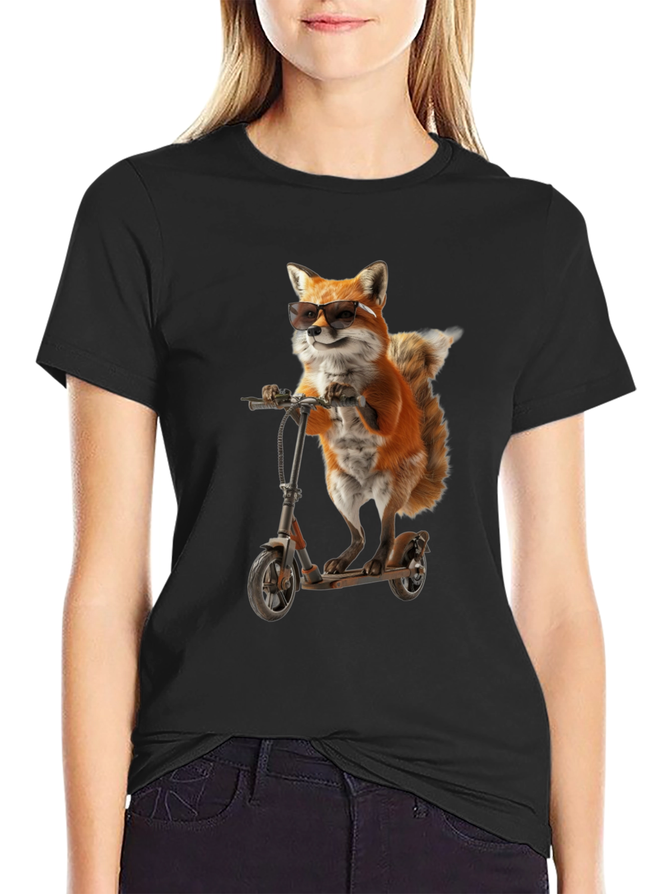 Cool Fox on Scooter Graphic T-Shirt