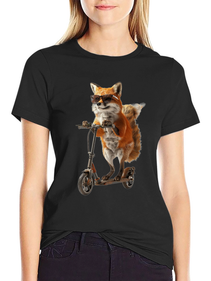 Cool Fox on Scooter Graphic T-Shirt