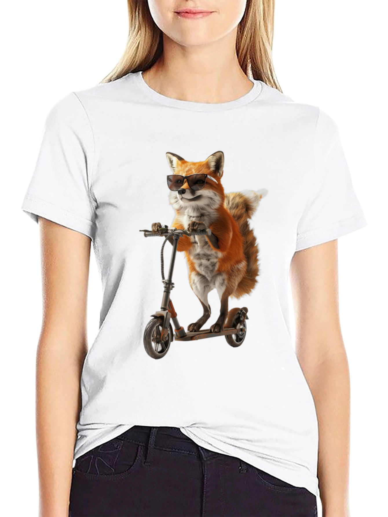 Cool Fox on Scooter Graphic T-Shirt