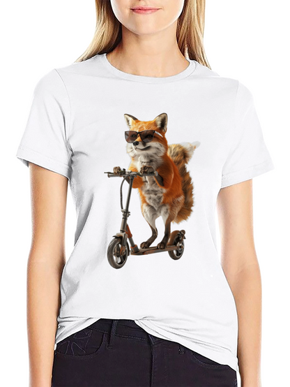 Cool Fox on Scooter Graphic T-Shirt