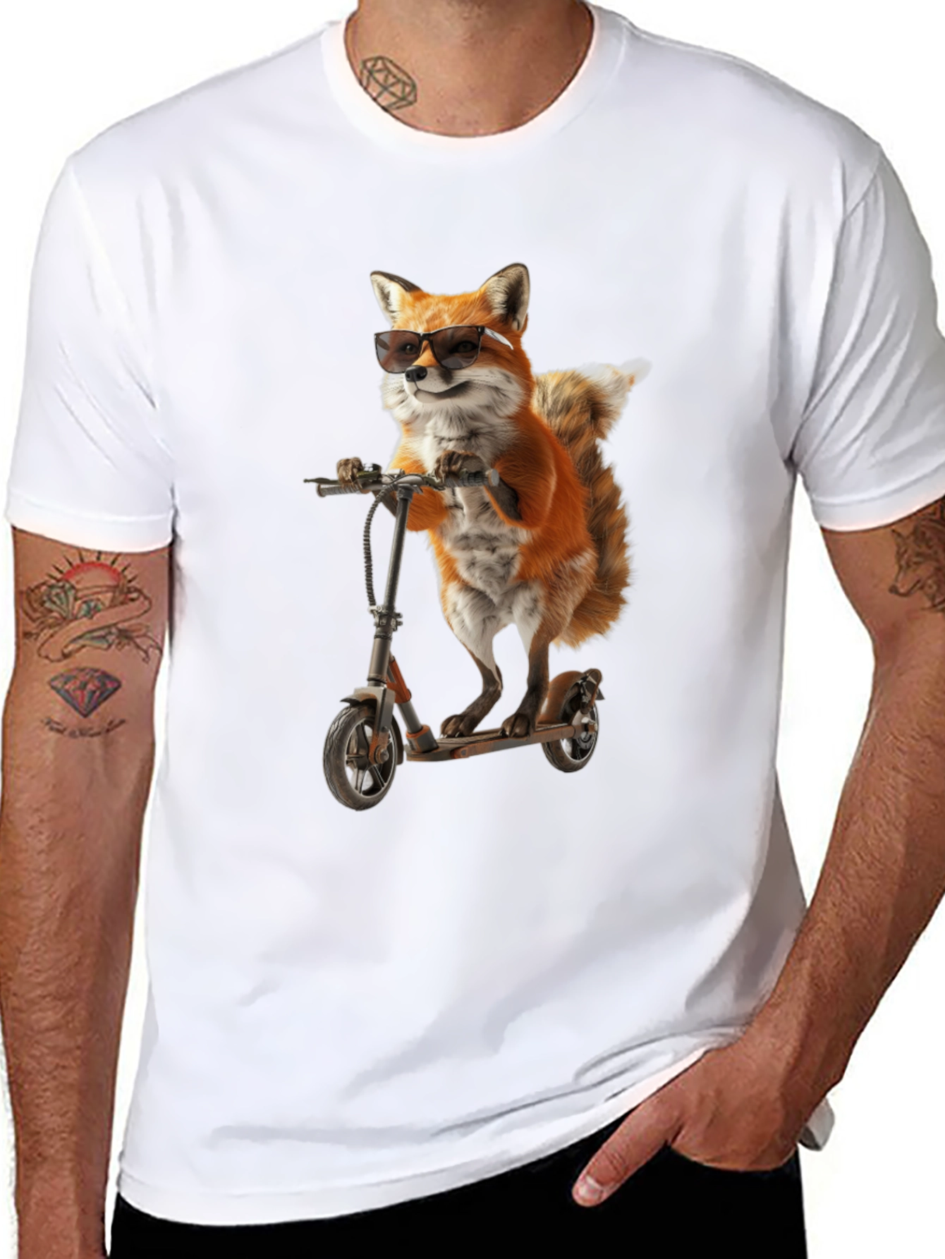 Cool Fox on Scooter Graphic T-Shirt