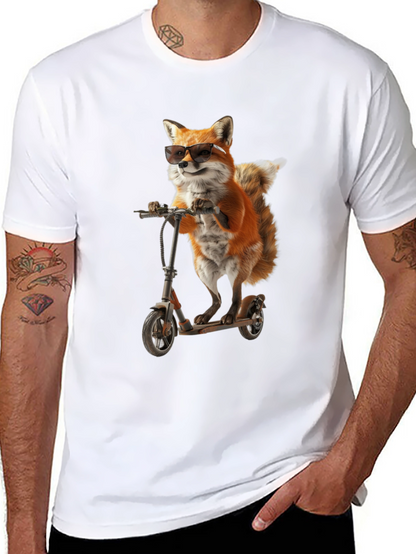 Cool Fox on Scooter Graphic T-Shirt