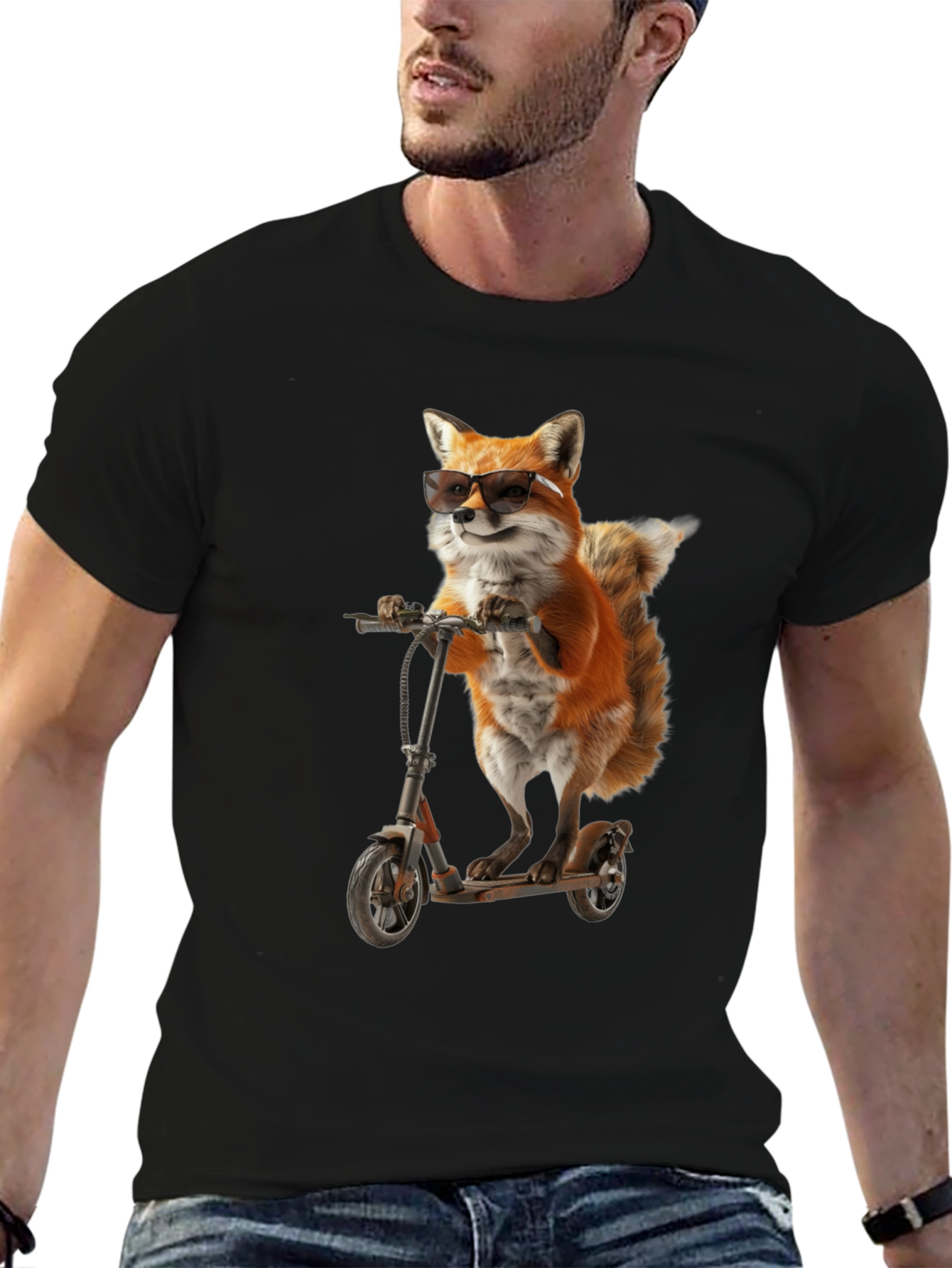 Cool Fox on Scooter Graphic T-Shirt