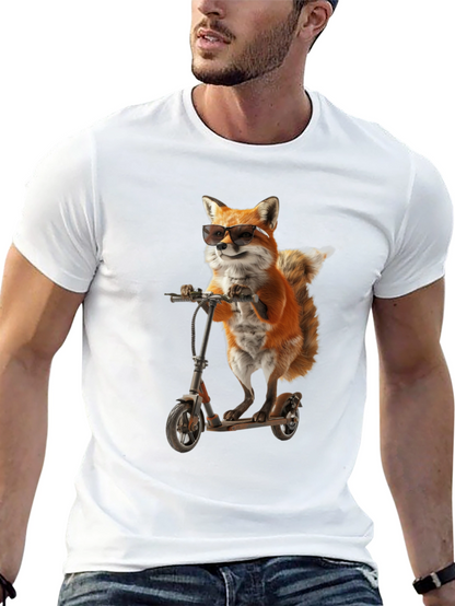 Cool Fox on Scooter Graphic T-Shirt