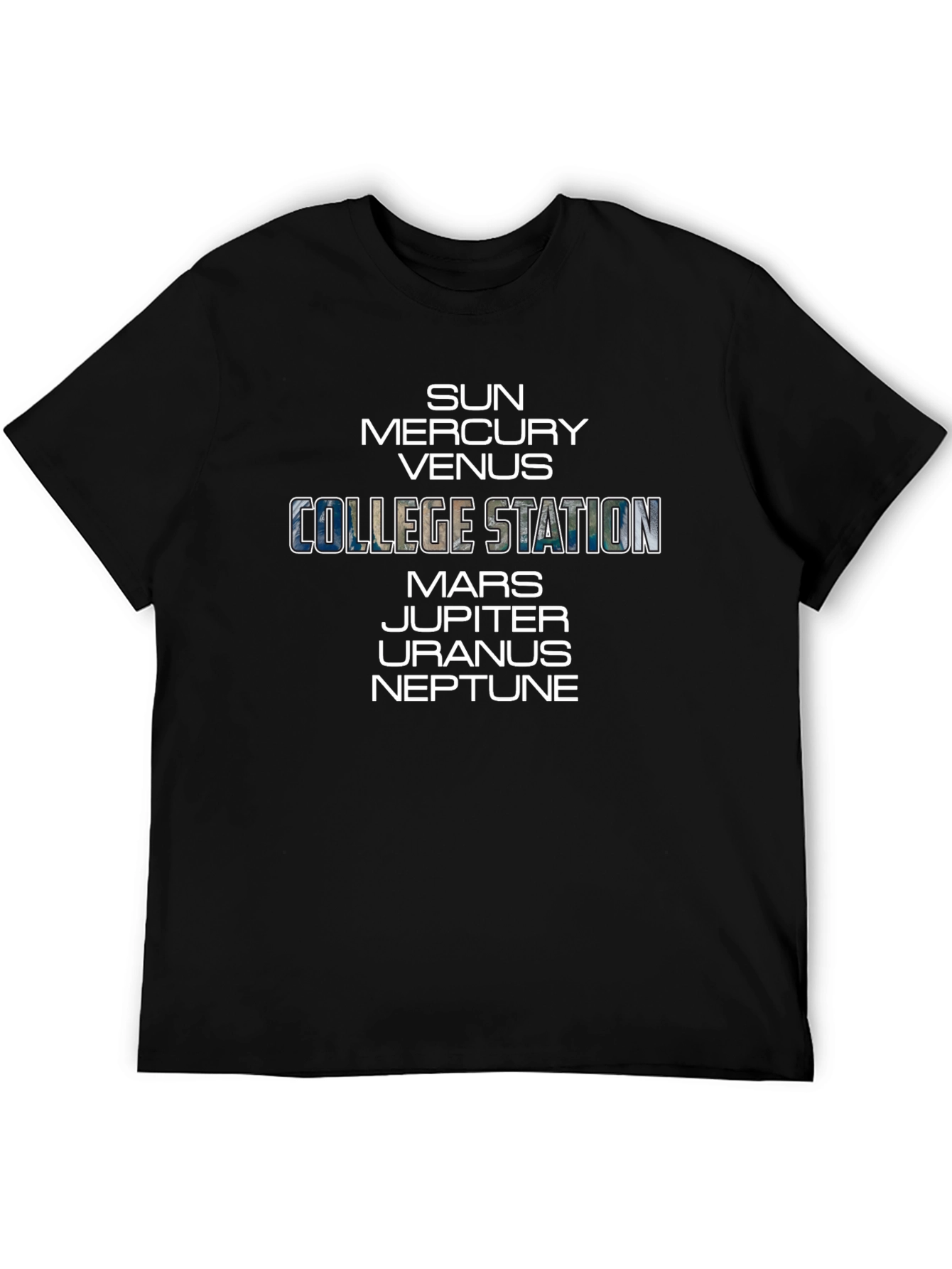 College Station Planets Black T-Shirt