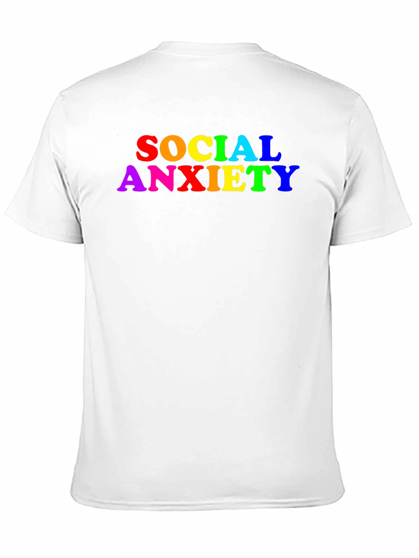 Social Anxiety Rainbow Text Black T-Shirt