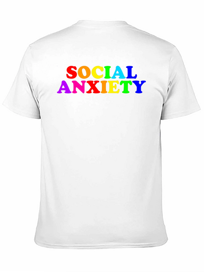 Social Anxiety Rainbow Text Black T-Shirt