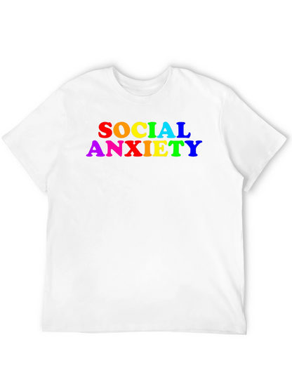 Social Anxiety Rainbow Text Black T-Shirt