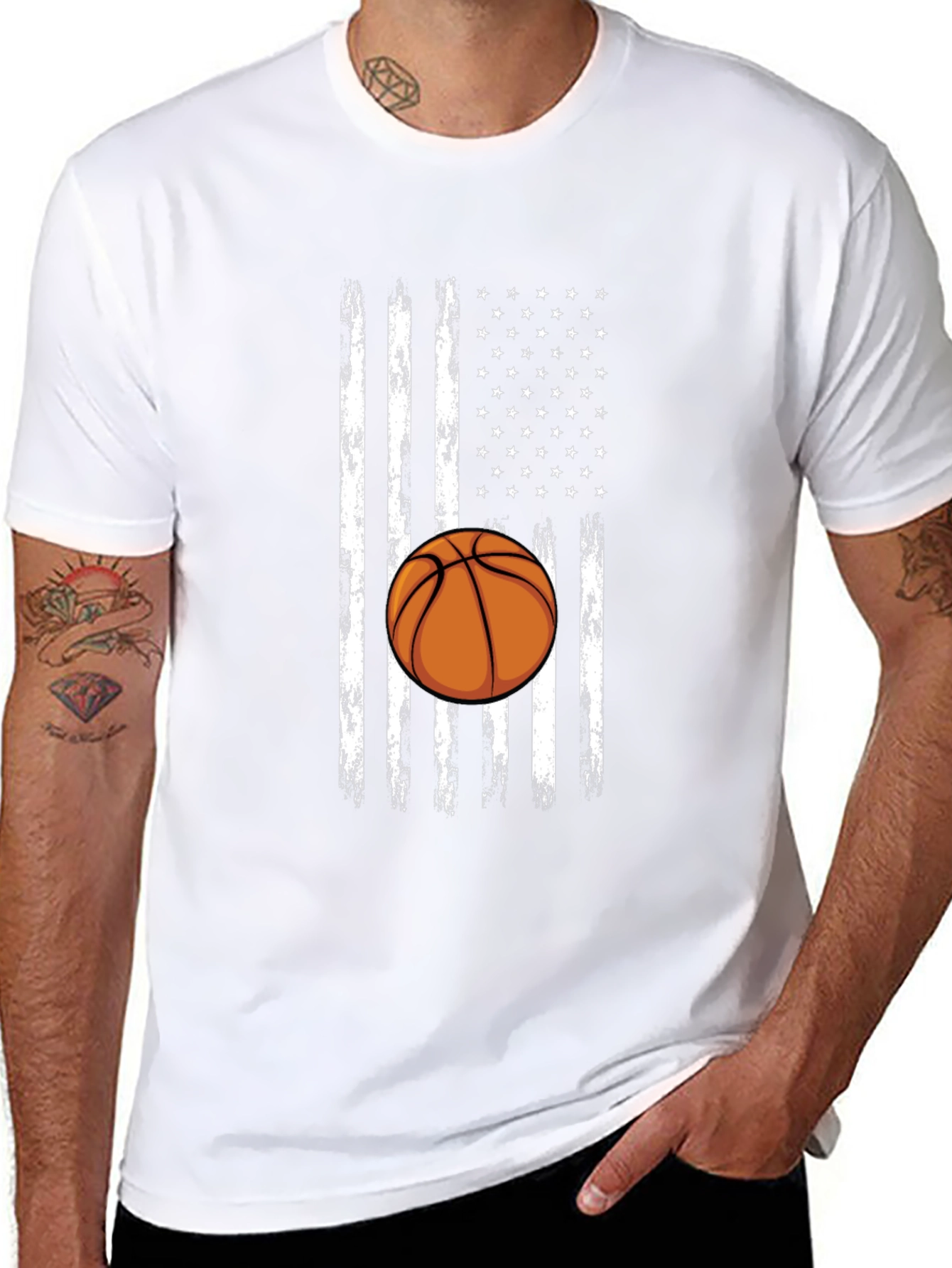 Basketball American Flag Graphic T-Shirt