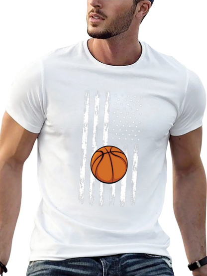 Basketball American Flag Graphic T-Shirt
