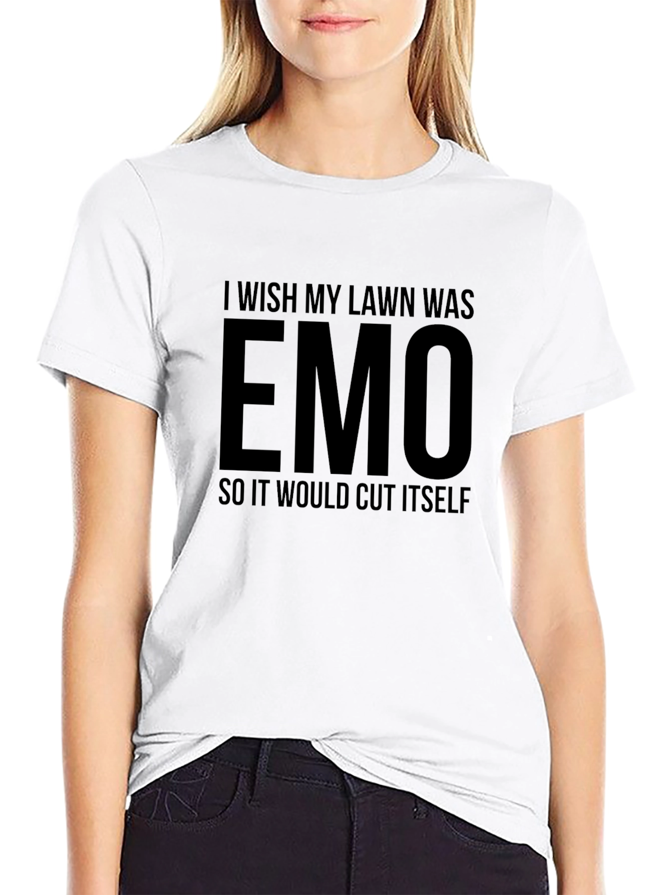 Emo Lawn Black Graphic T-Shirt