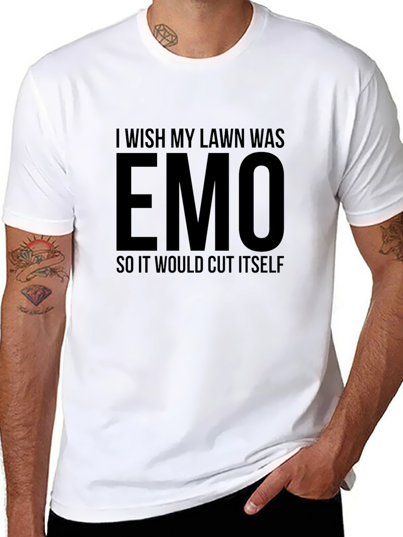 Emo Lawn Black Graphic T-Shirt
