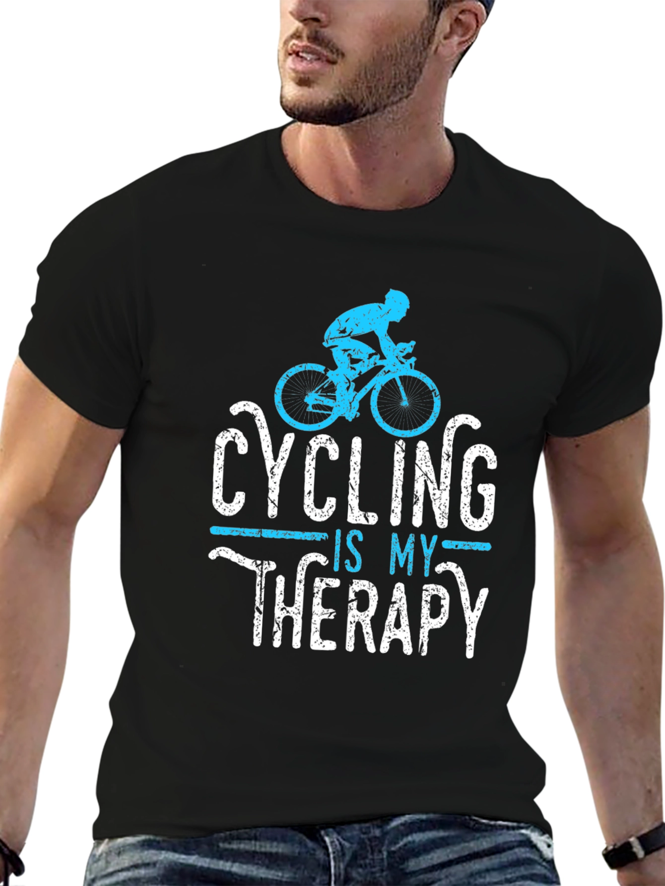 Cycling is My Therapy Mens Graphic Tee