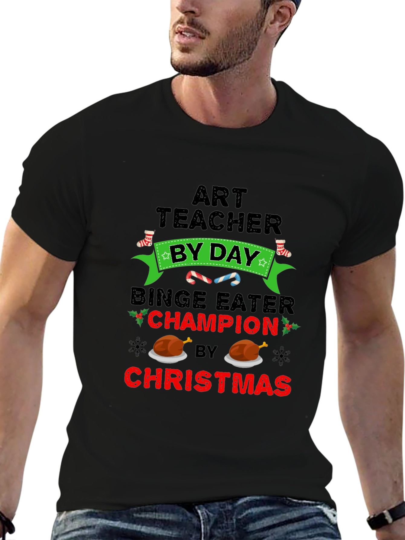 Art Teacher Binge Eater Christmas T-Shirt