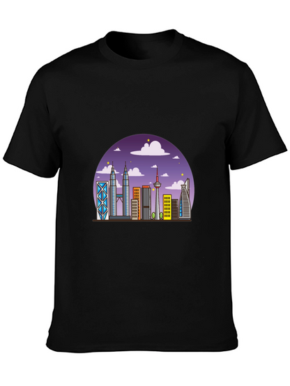 Kuala Lumpur Skyline Graphic Tee - Black Cotton Shirt