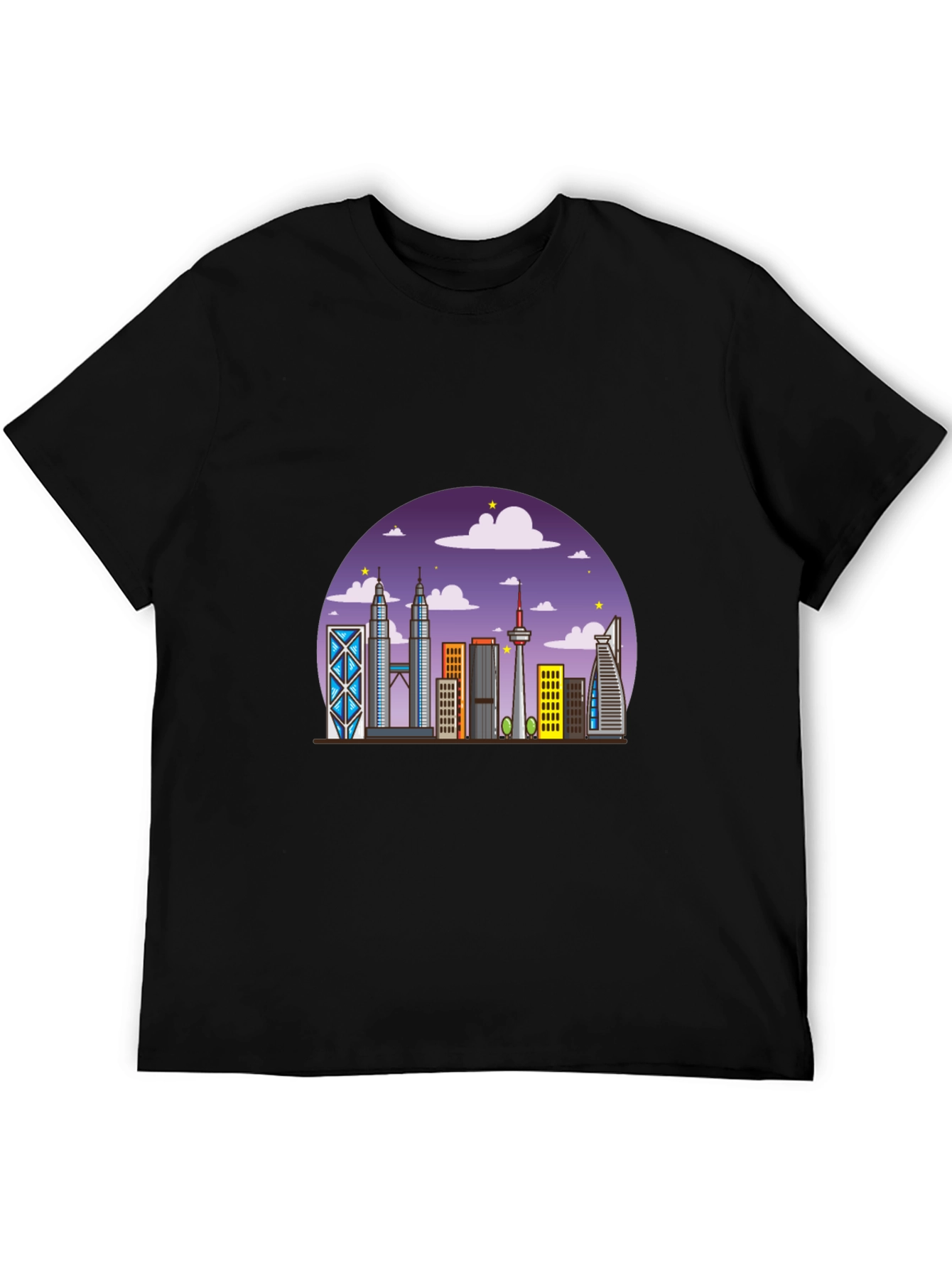 Kuala Lumpur Skyline Graphic Tee - Black Cotton Shirt