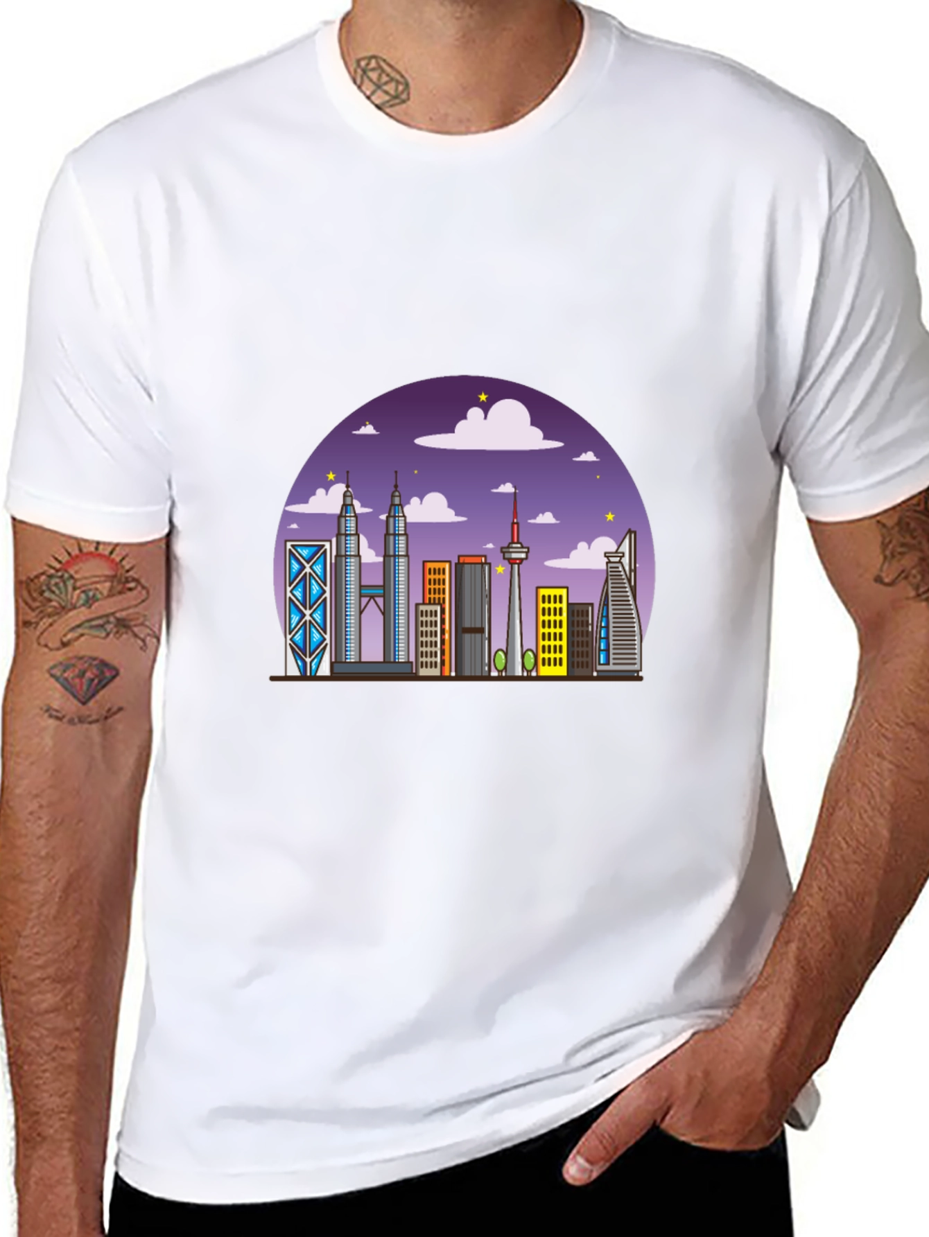 Kuala Lumpur Skyline Graphic Tee - Black Cotton Shirt