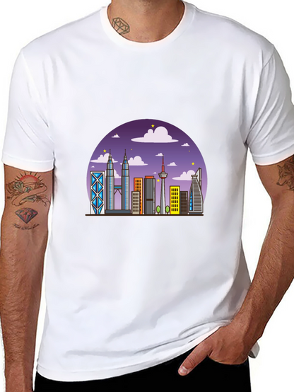 Kuala Lumpur Skyline Graphic Tee - Black Cotton Shirt