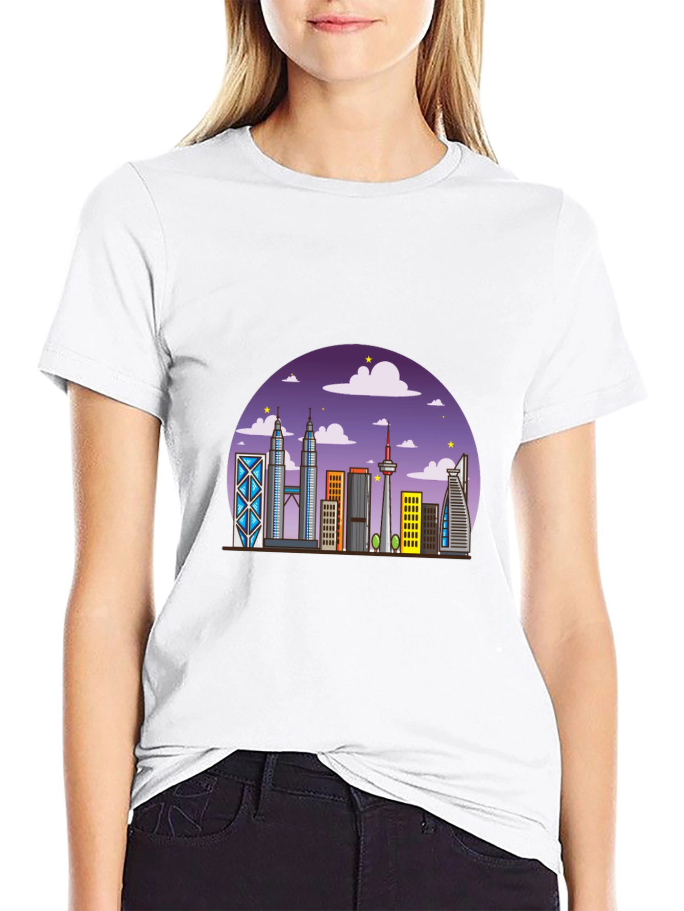 Kuala Lumpur Skyline Graphic Tee - Black Cotton Shirt