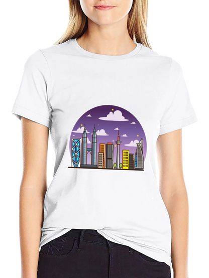 Kuala Lumpur Skyline Graphic Tee - Black Cotton Shirt