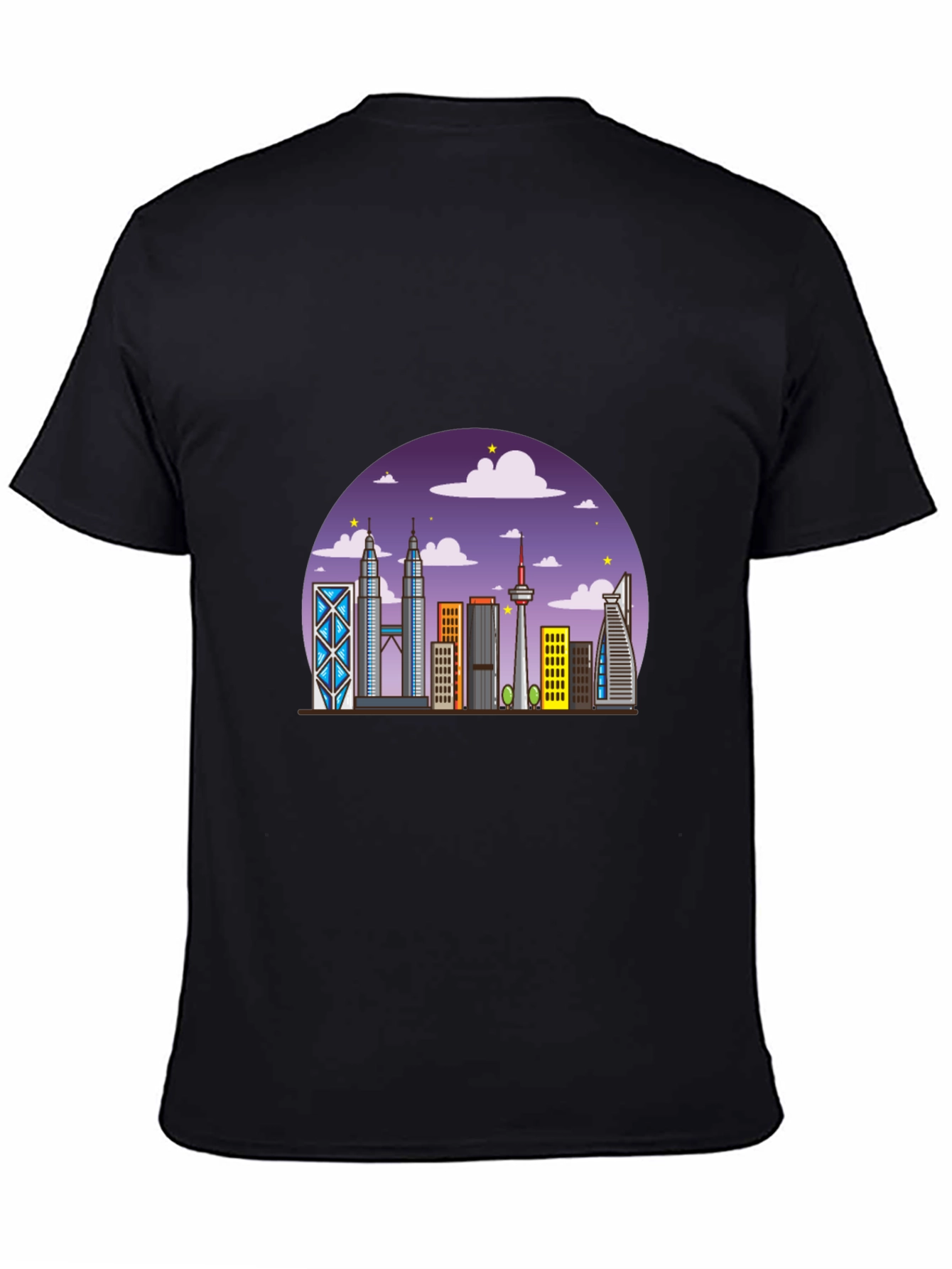 Kuala Lumpur Skyline Graphic Tee - Black Cotton Shirt