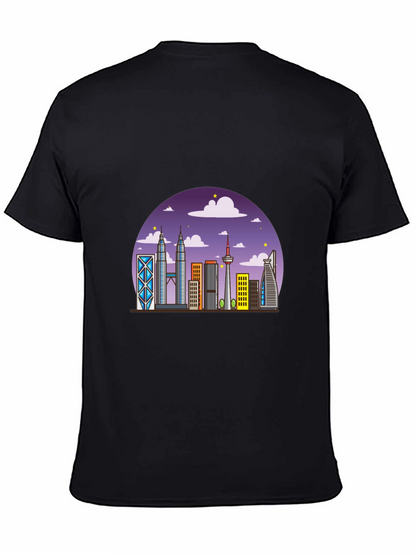 Kuala Lumpur Skyline Graphic Tee - Black Cotton Shirt