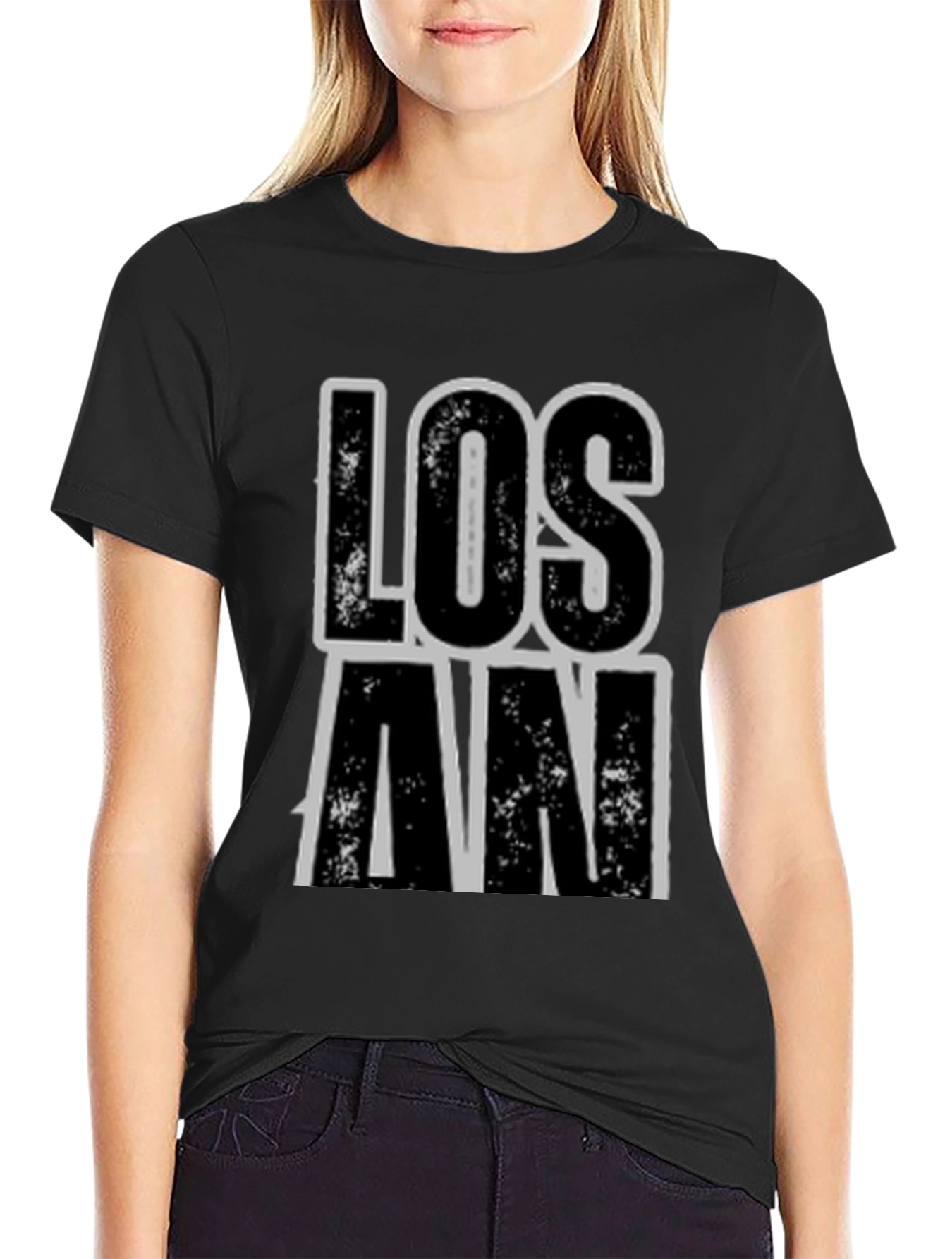 Los An Graphic Print Black T-Shirt