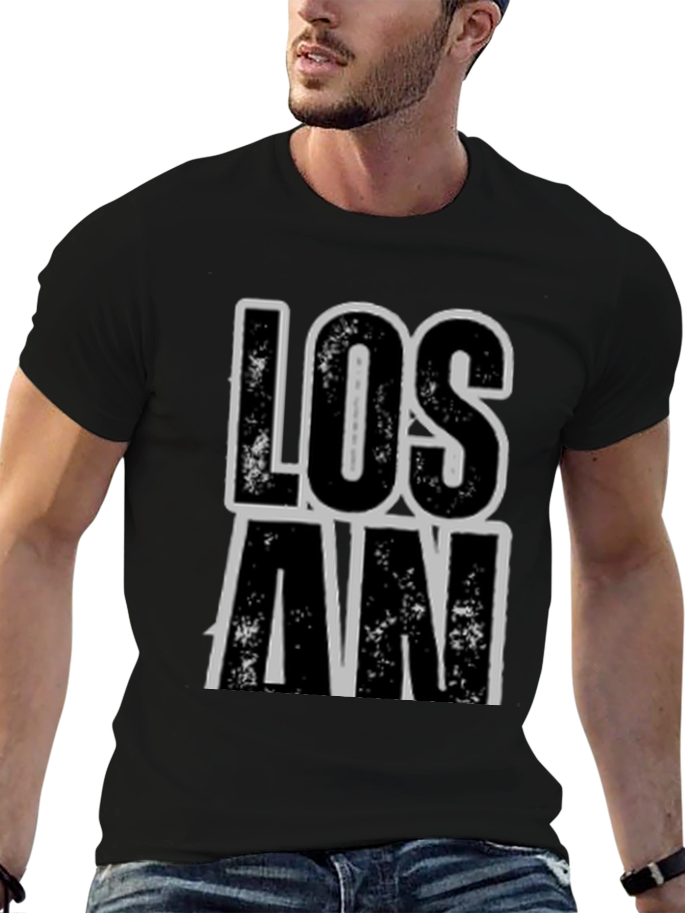 Los An Graphic Print Black T-Shirt