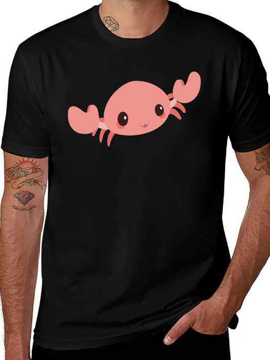 Cute Crab Graphic Tee - Black Cotton Comfort