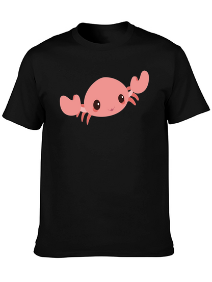 Cute Crab Graphic Tee - Black Cotton Comfort