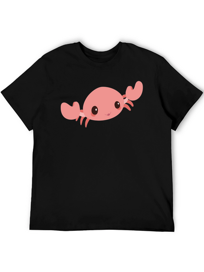 Cute Crab Graphic Tee - Black Cotton Comfort