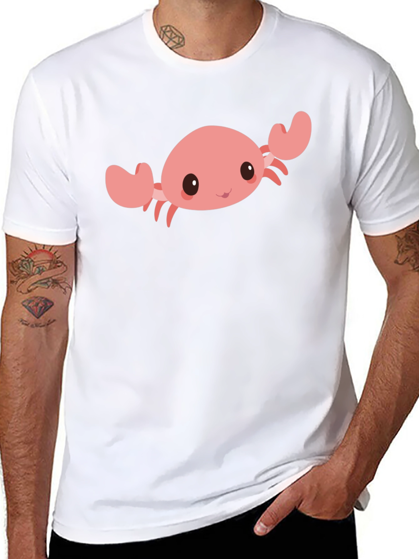 Cute Crab Graphic Tee - Black Cotton Comfort