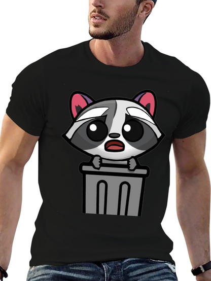 Cute Raccoon in Trash T-Shirt - Unisex Black Tee