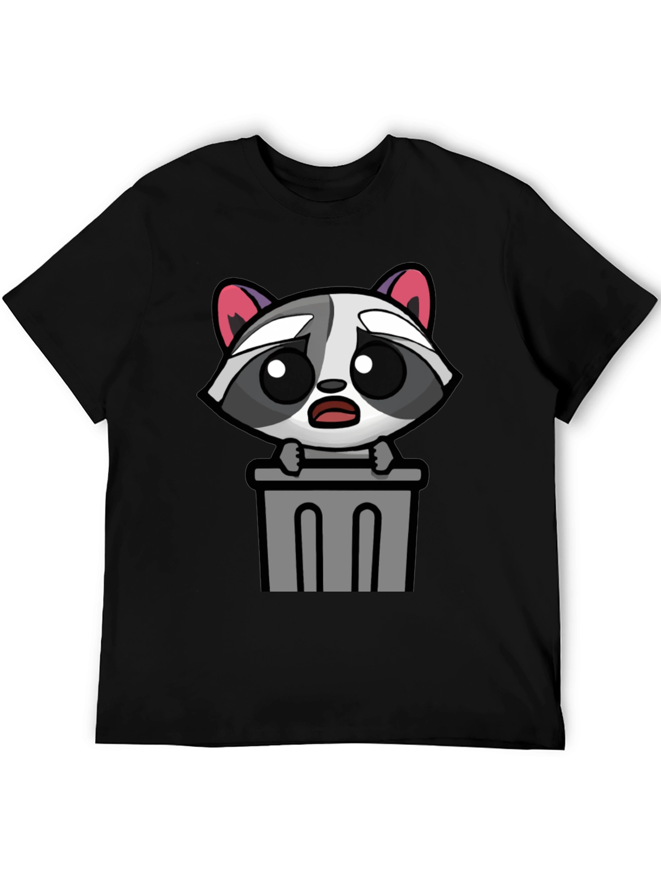 Cute Raccoon in Trash T-Shirt - Unisex Black Tee