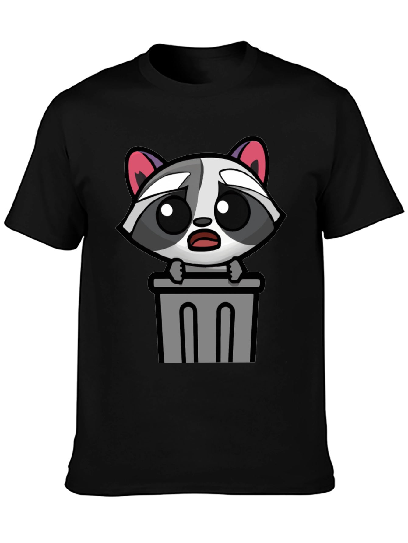 Cute Raccoon in Trash T-Shirt - Unisex Black Tee