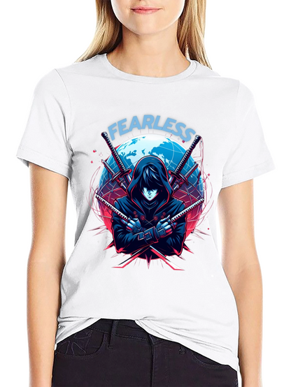 Fearless Anime Ninja Graphic T-Shirt