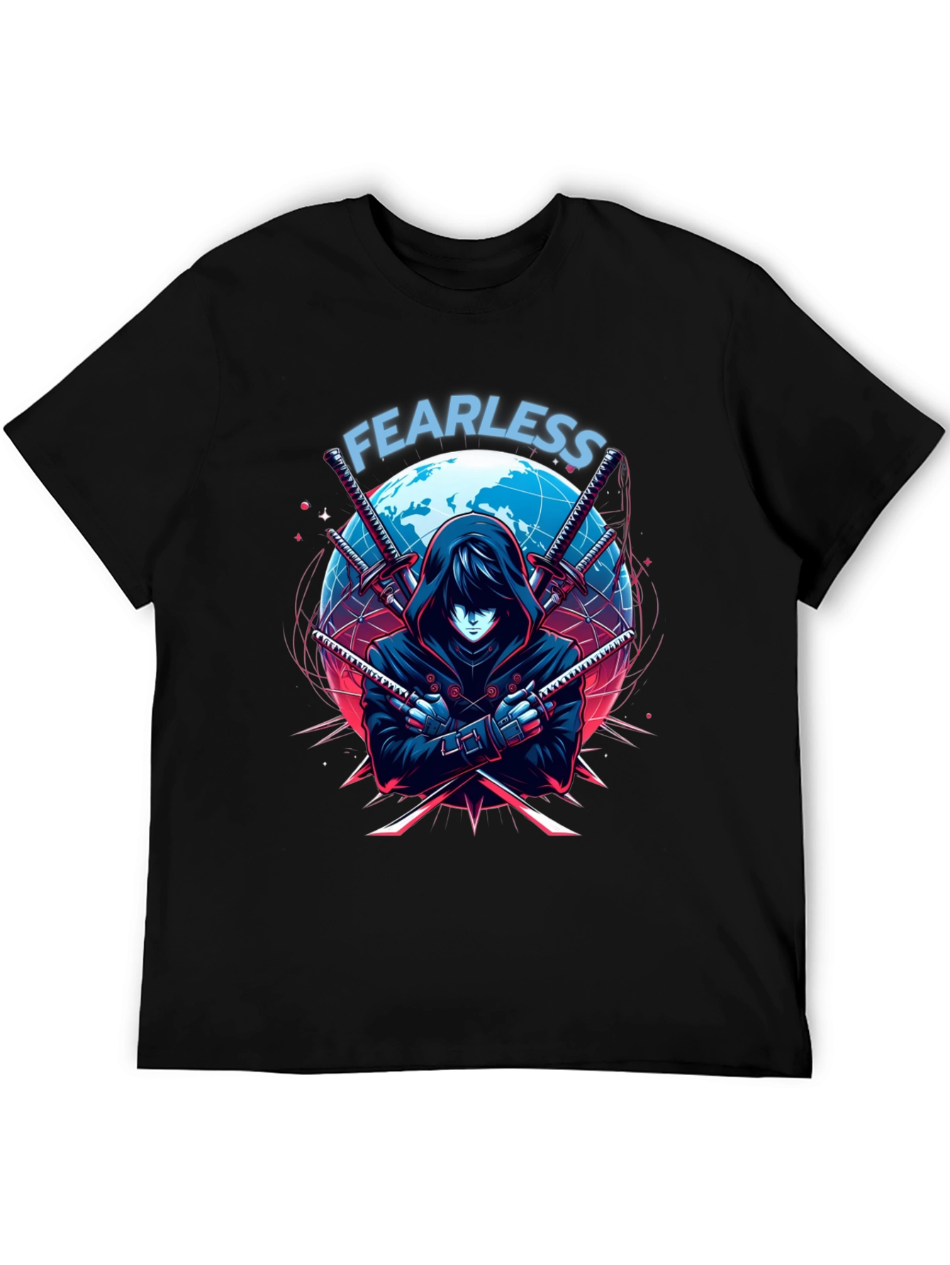 Fearless Anime Ninja Graphic T-Shirt