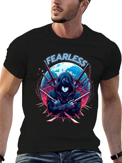 Fearless Anime Ninja Graphic T-Shirt