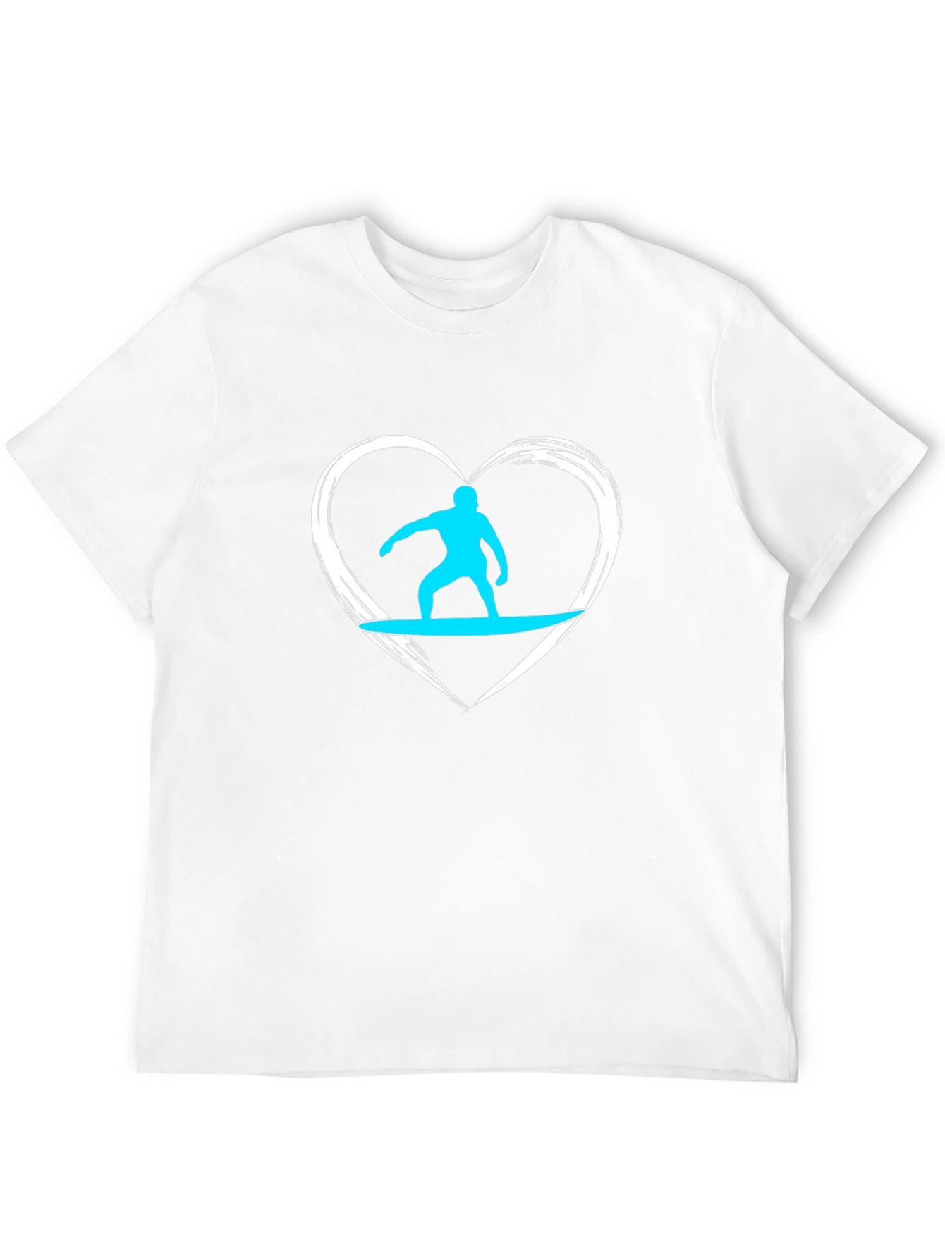 Surfer Heart Graphic Tee - Black Cotton Casual T-Shirt