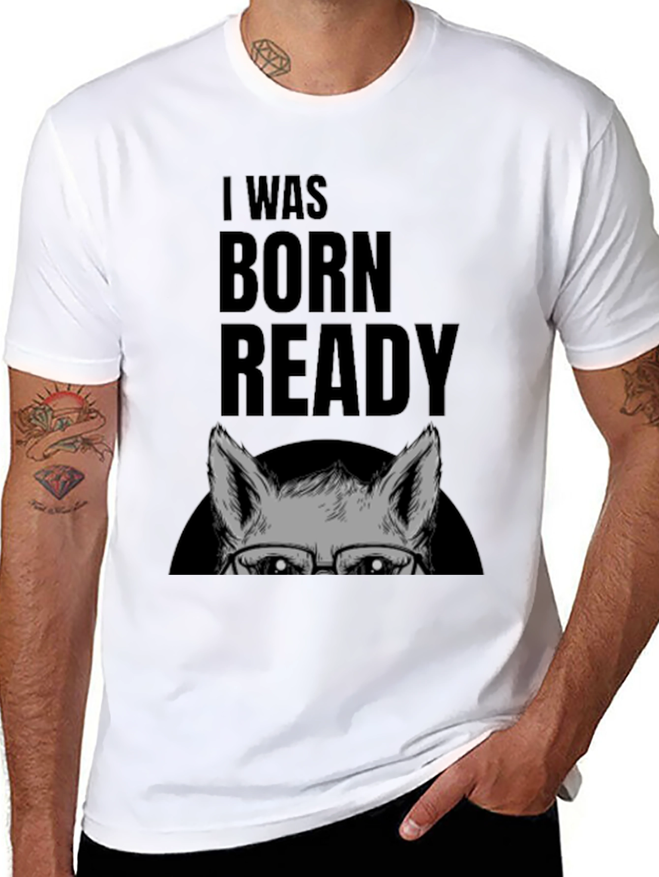 I Was Born Ready Wolf Graphic T-Shirt