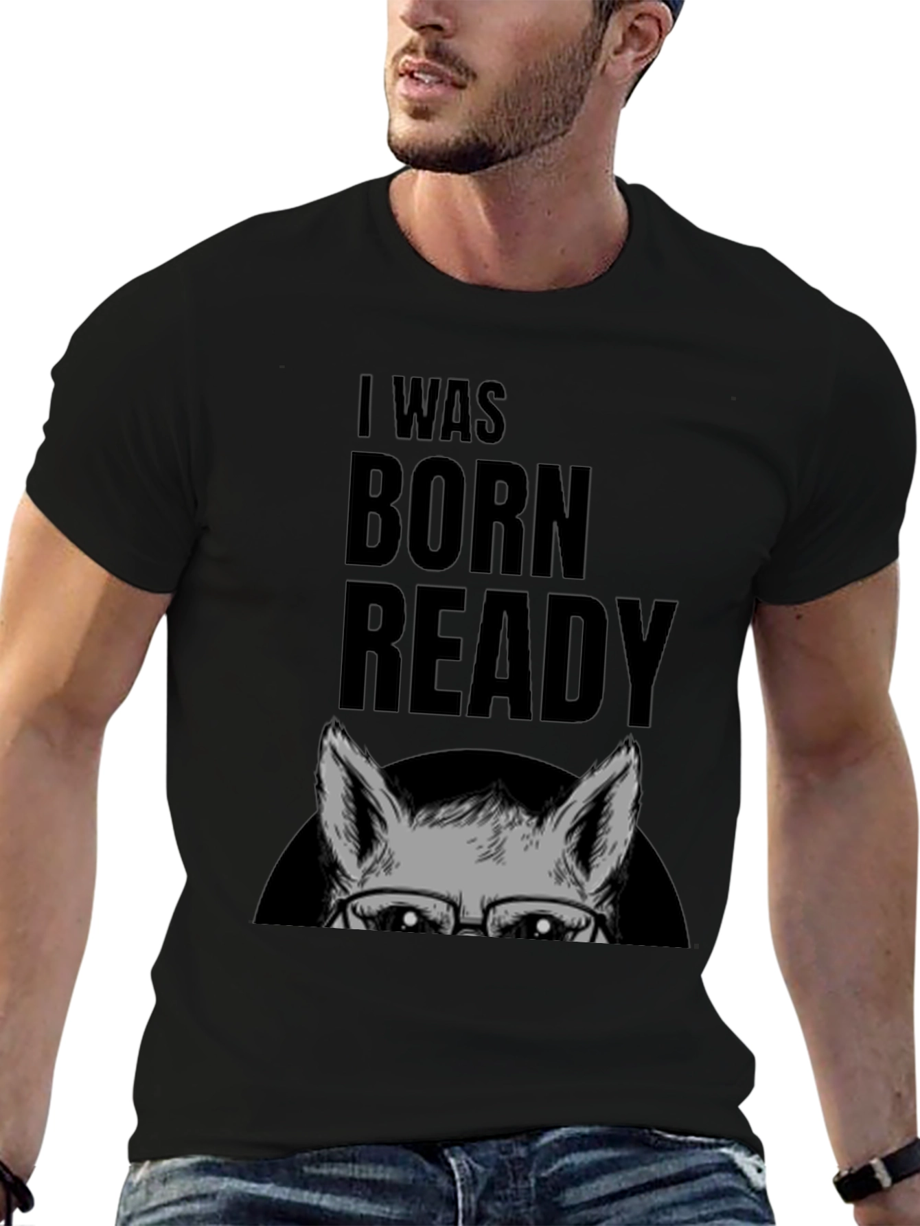 I Was Born Ready Wolf Graphic T-Shirt