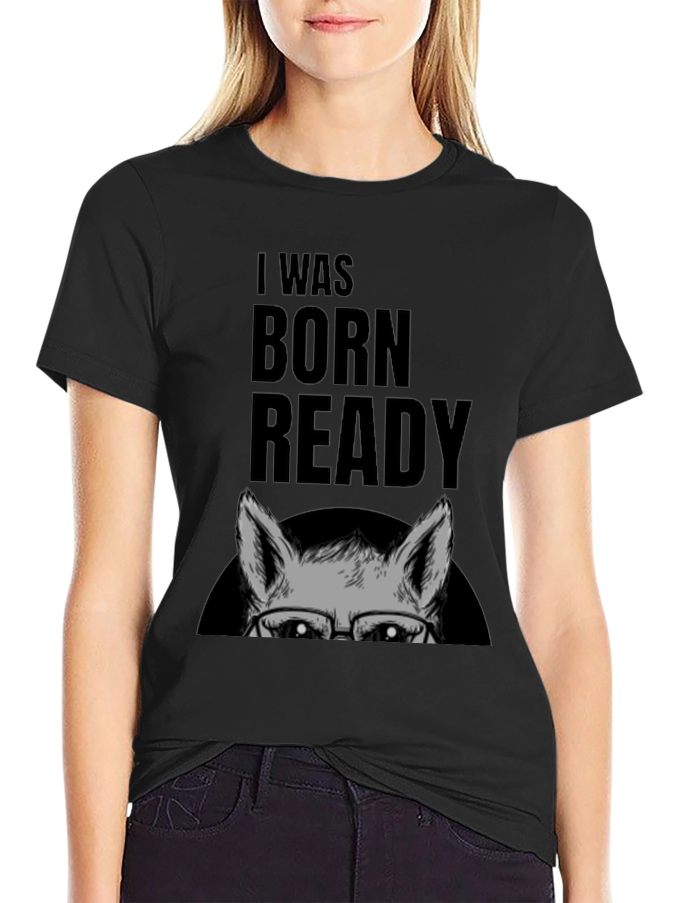 I Was Born Ready Wolf Graphic T-Shirt