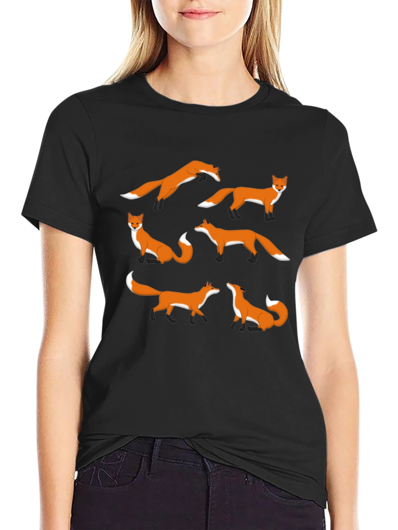 Fox Pattern Graphic T-Shirt - Stylish Casual Wear