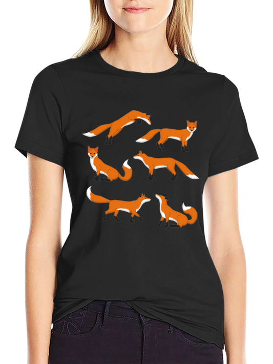 Fox Pattern Graphic T-Shirt - Stylish Casual Wear