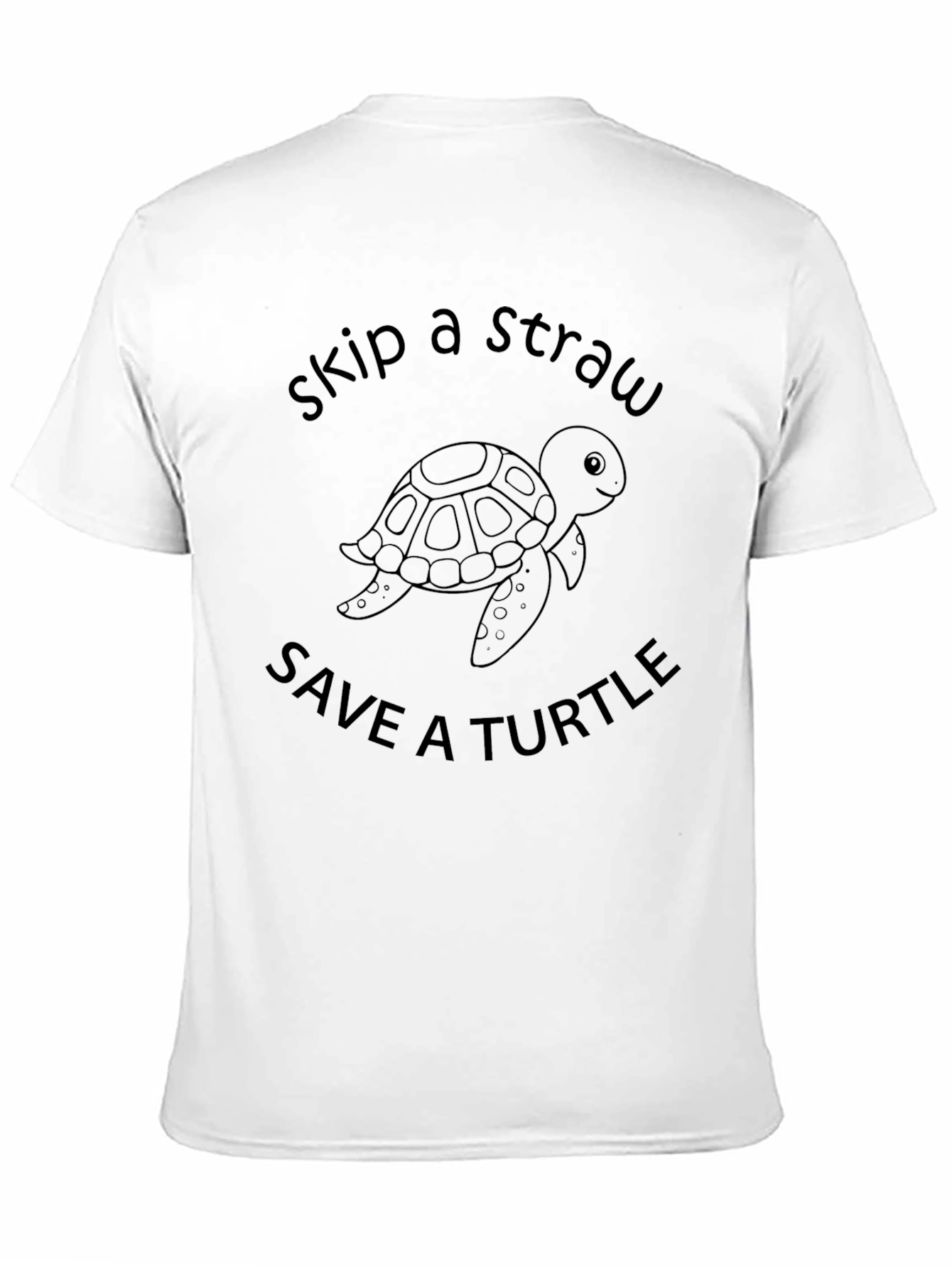 Skip a Straw Save a Turtle Black T-Shirt