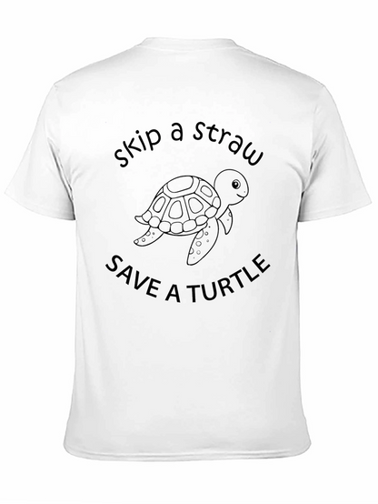 Skip a Straw Save a Turtle Black T-Shirt