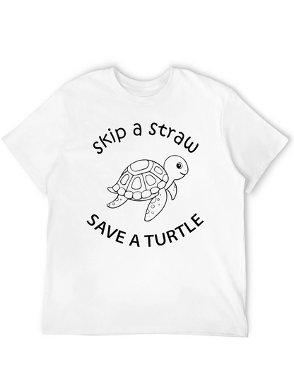 Skip a Straw Save a Turtle Black T-Shirt