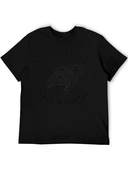 Skip a Straw Save a Turtle Black T-Shirt