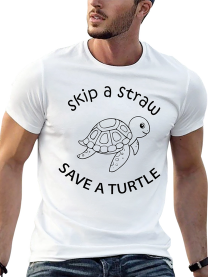 Skip a Straw Save a Turtle Black T-Shirt