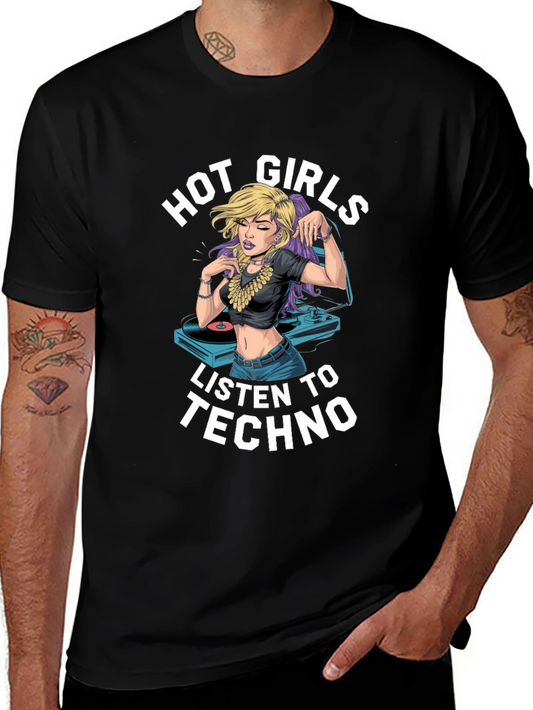 Hot Girls Listen to Techno Graphic Tee